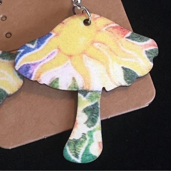 Bright Mushroom and Sun Dangle Earrings - Picture 3 of 7